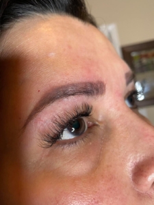 freshly microbladed eyebrows